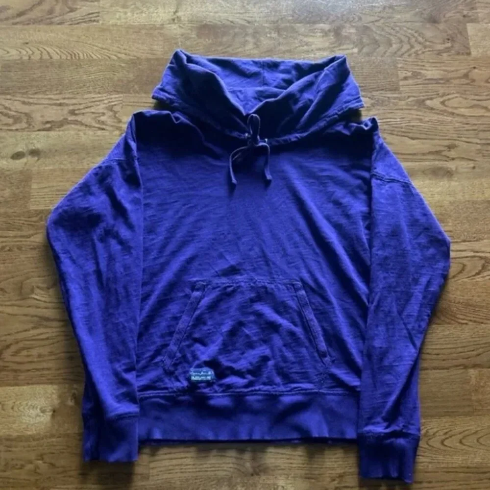 Ralph Lauren Women Kanga Pocket Shirt Top Purple Long Sleeve M Cowl TurtleNeck